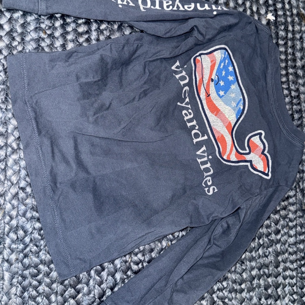 Vineyard Vines Dark Blue Flag Whale Tee